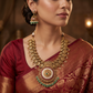 Royal Antique Peacock Necklace Set with Coin Detailing