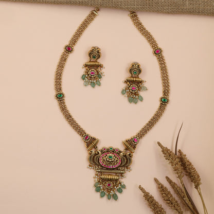 Antique Multi-Chain Peacock Long Haara Set