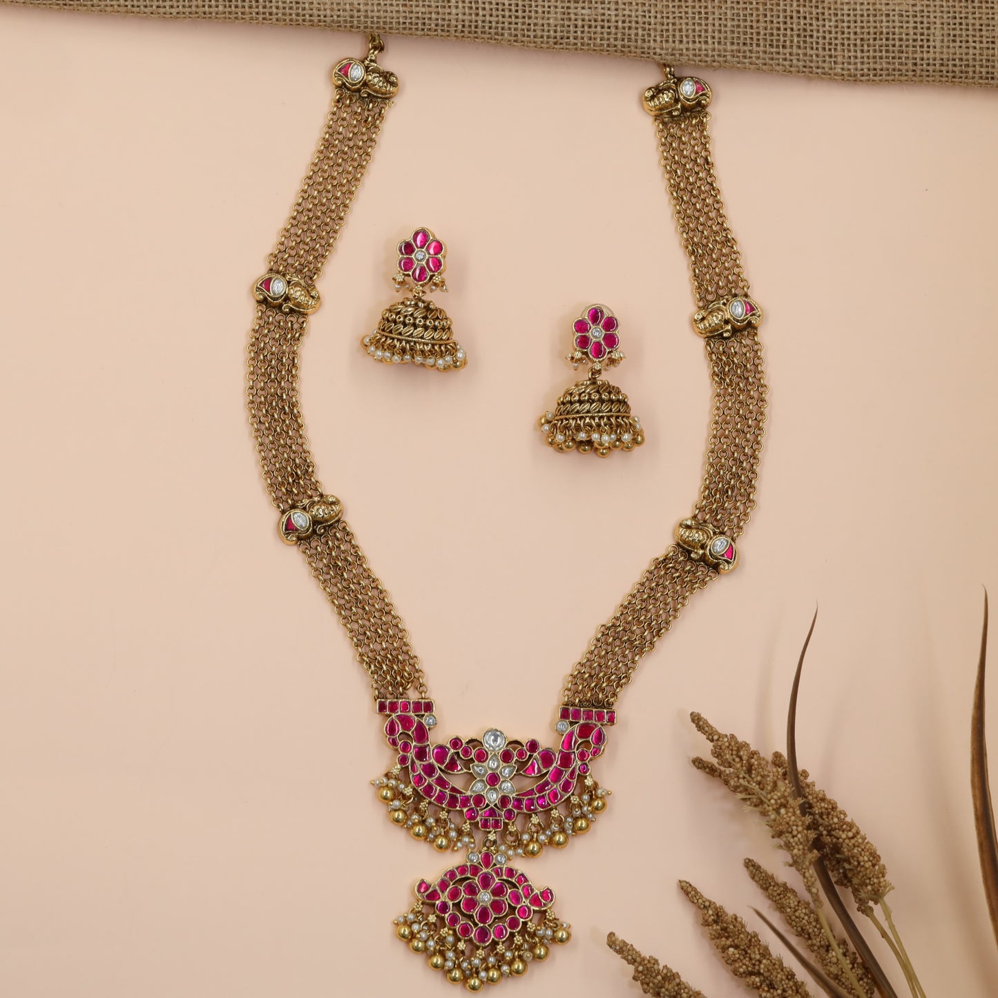 Classic Jadau Long Haara with Decorative Layered Chain Pattern