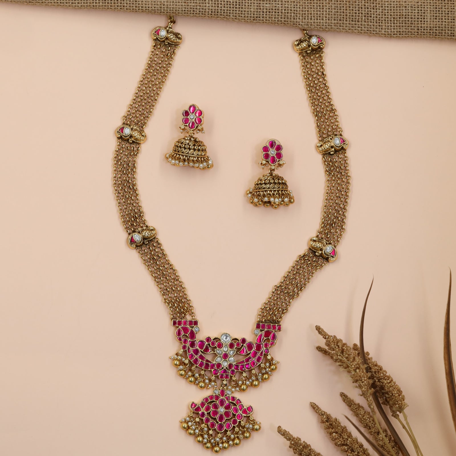 Classic Jadau Long Haara with Decorative Layered Chain Pattern