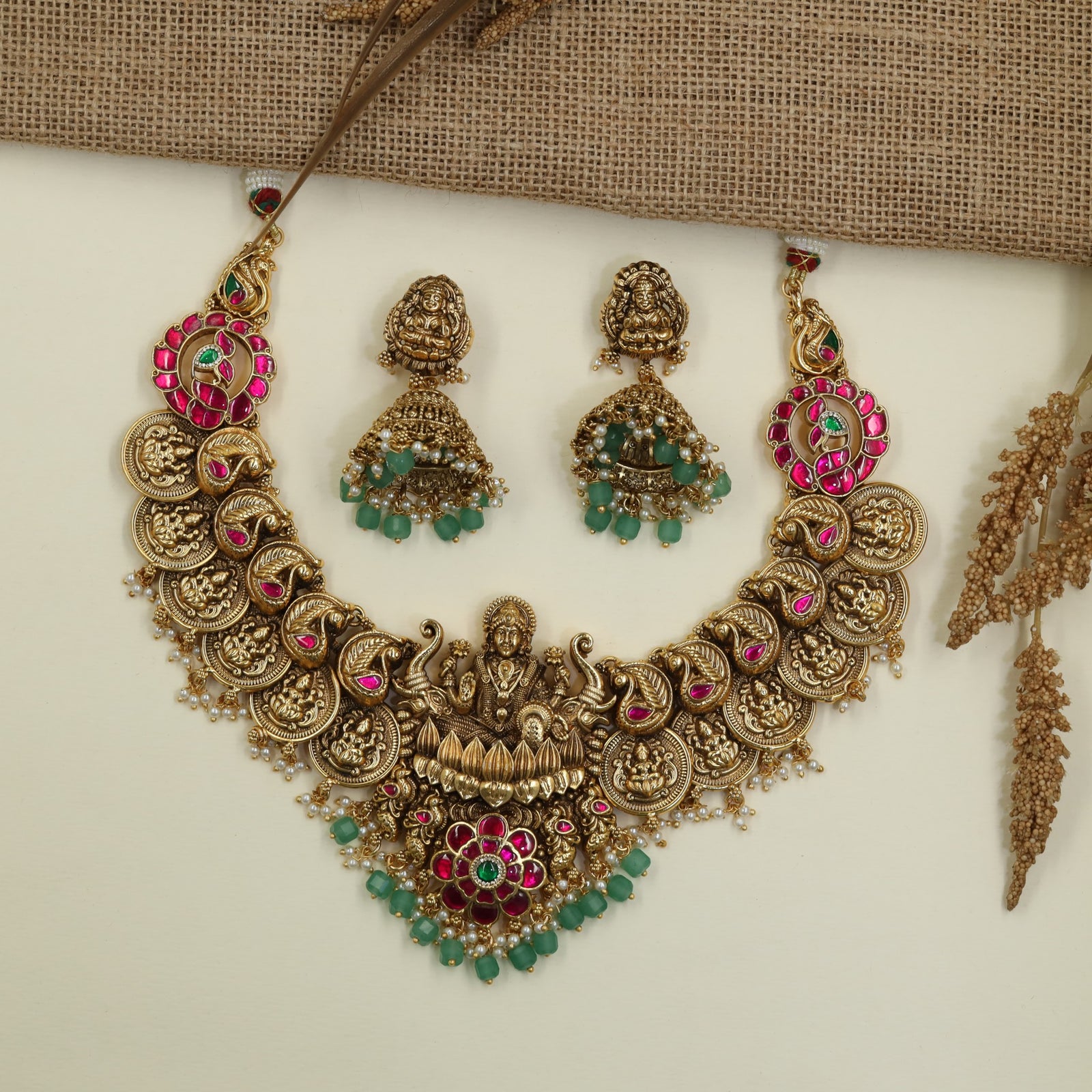 Classic Antique Necklace with Peacock Coin Detailing
