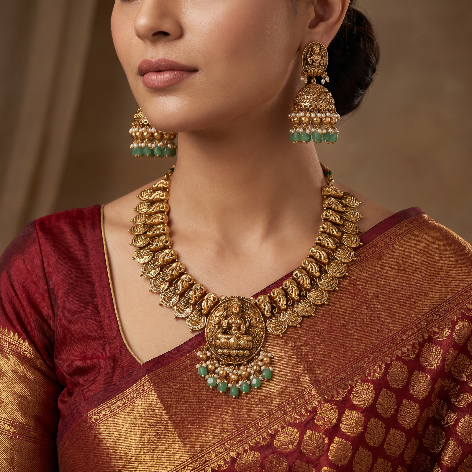 Grand Antique Necklace with Traditional Peacock Link Pattern