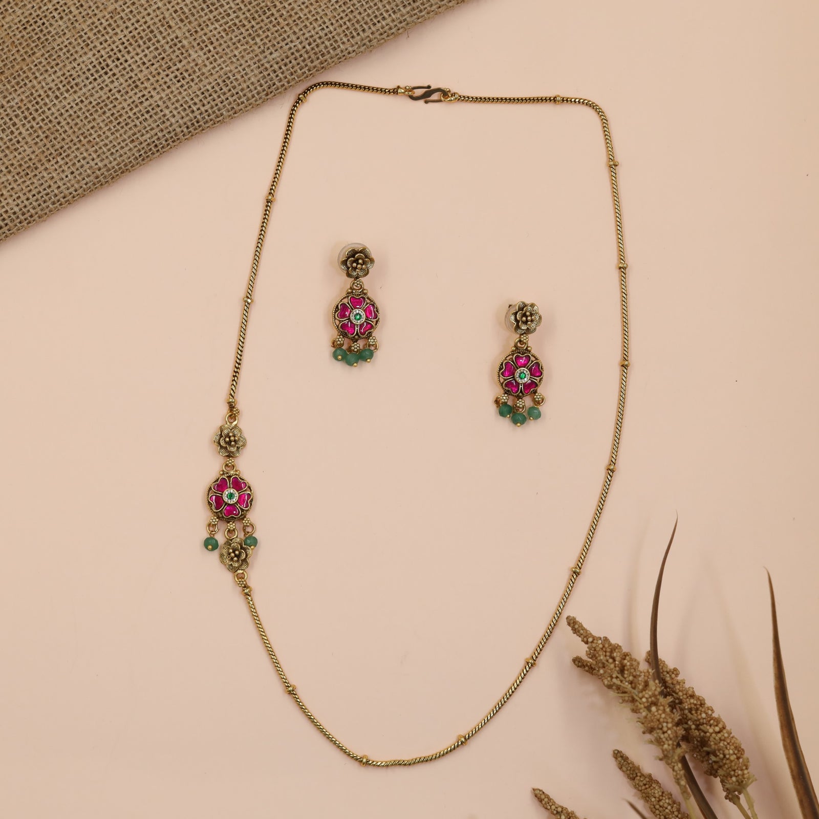 Heritage Antique Mope Chain with Floral Drops