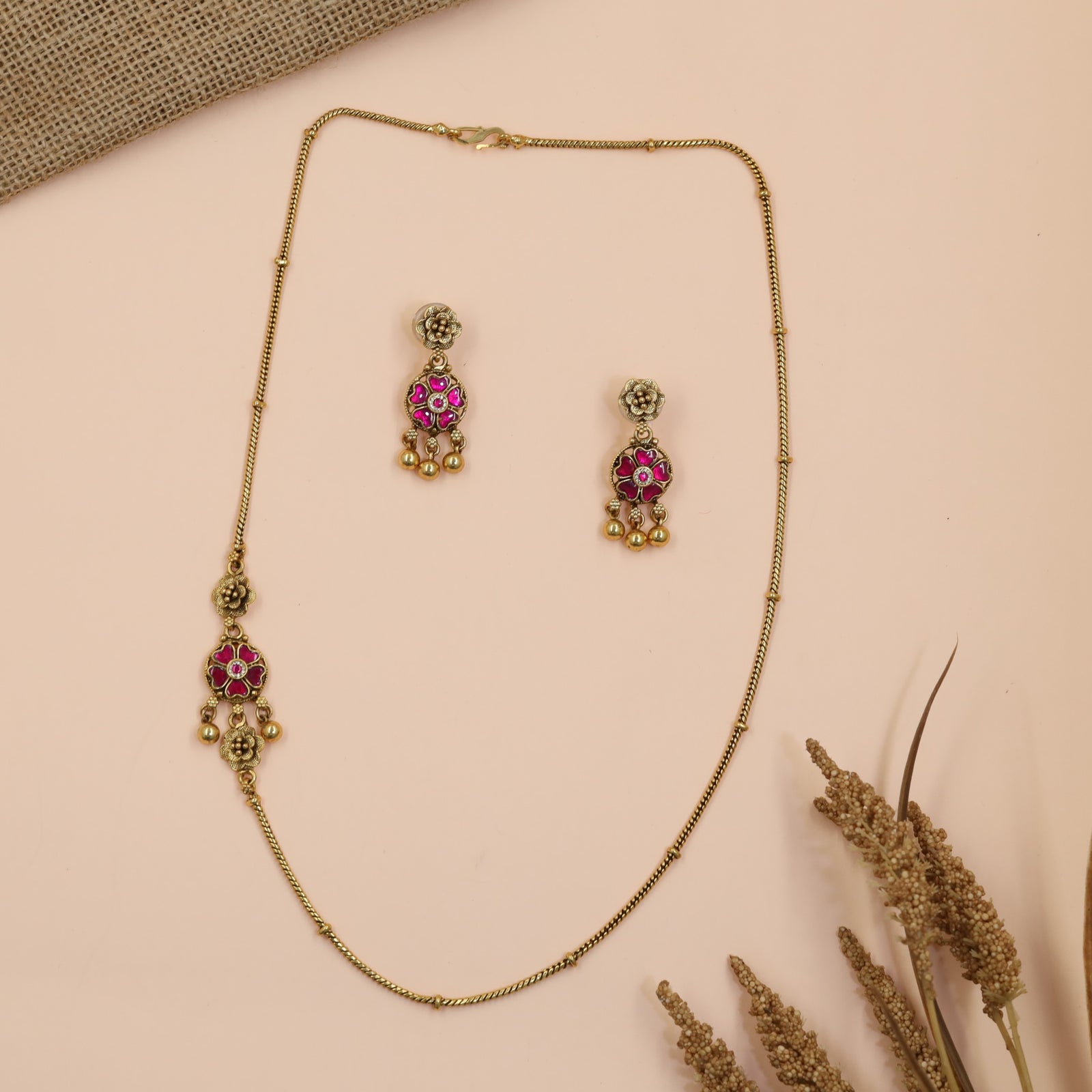 Heritage Antique Mope Chain with Floral Drops