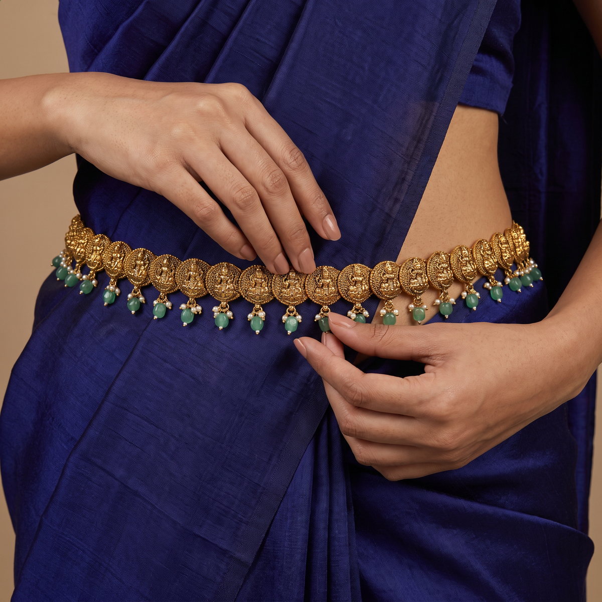 Signature Antique Waist Belt with Temple Coin Design