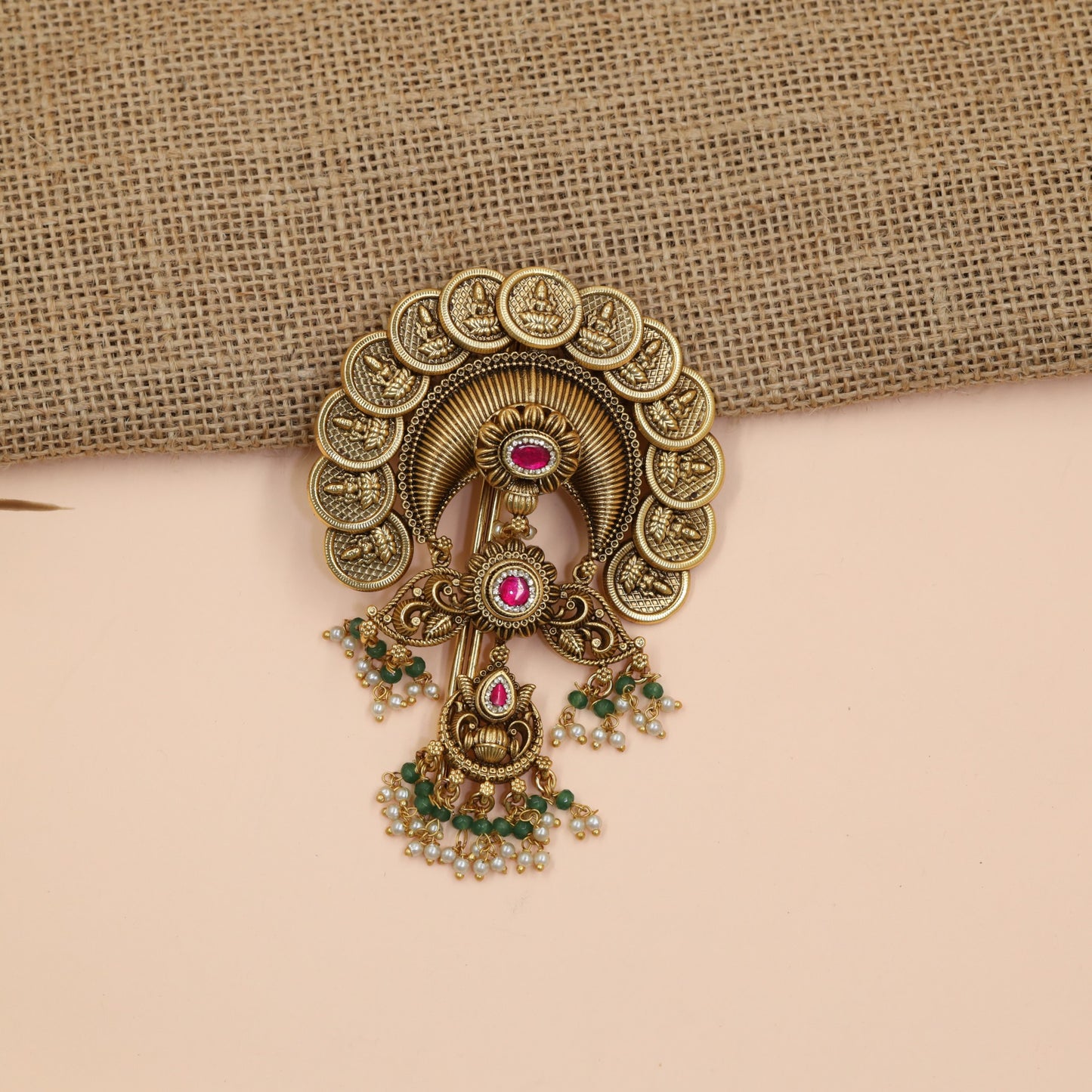 Signature Antique Coin Bille with Traditional Temple Craftsmanship