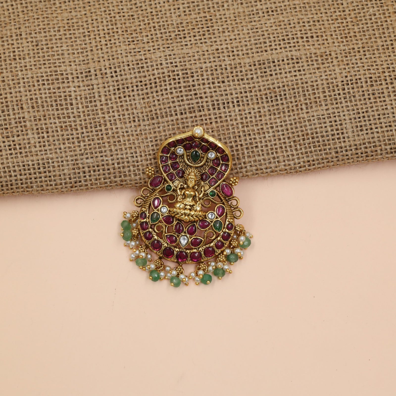 Grand Antique Lakshmi Pendant with Traditional Ornamentation