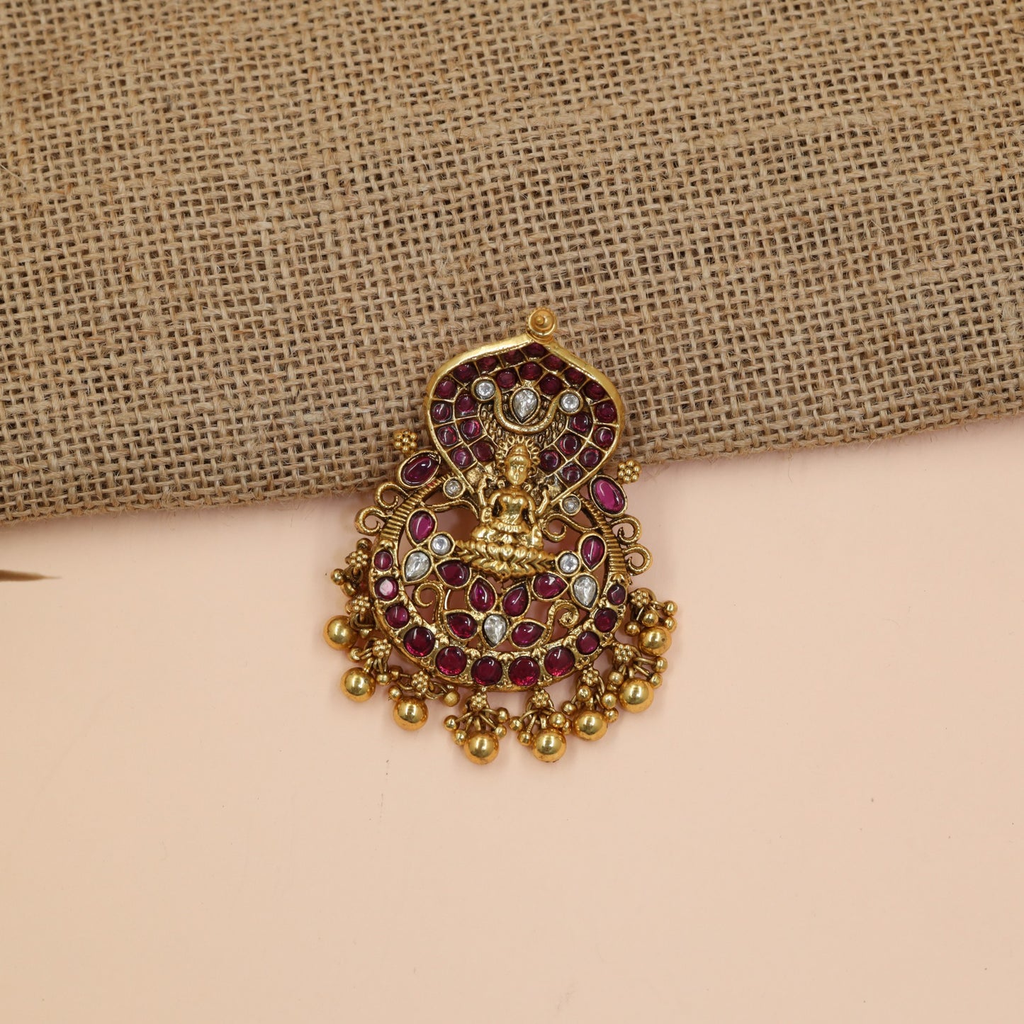 Grand Antique Lakshmi Pendant with Traditional Ornamentation