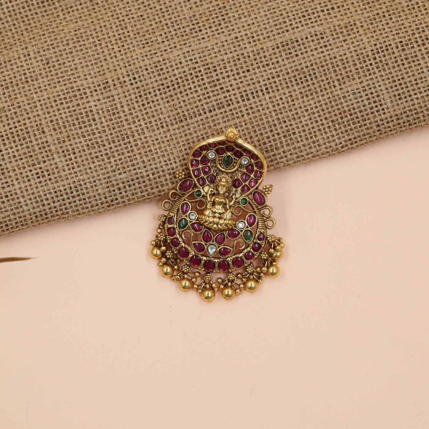 Grand Antique Lakshmi Pendant with Traditional Ornamentation