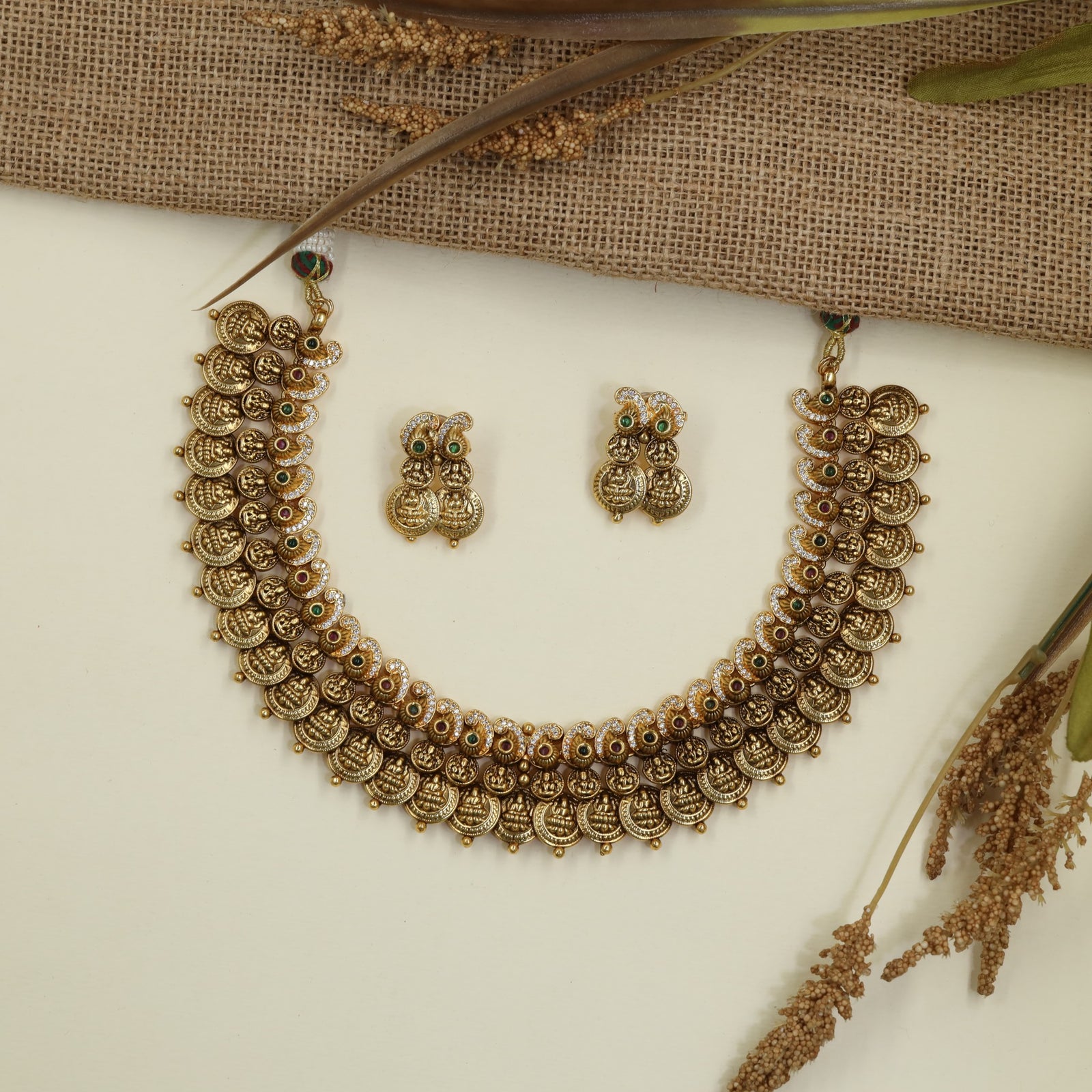 Grand Antique Necklace Featuring Lakshmi Coin Detailing