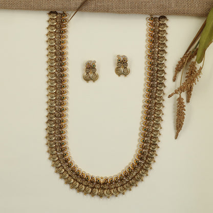Couture Antique Long Haara Set with Temple Coins