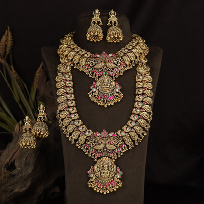 Signature Antique Combo Set with Coordinated Lakshmi Temple Artistry