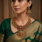 Signature Lakshmi Antique Necklace Set with Temple Centre
