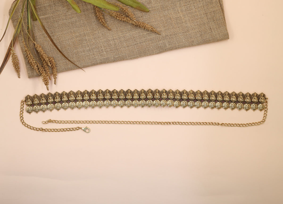 Signature Antique Waist Belt with Lakshmi Coin Craftsmanship