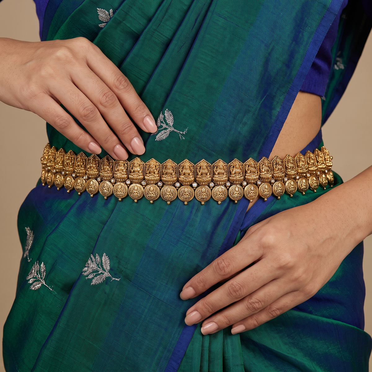 Signature Antique Waist Belt with Lakshmi Coin Craftsmanship