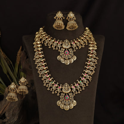 Grand Lakshmi Antique Combo Set with Heritage Coins