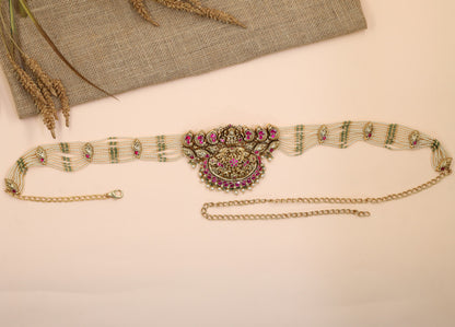 Antique Beads Waist Belt with Lakshmi Centrepiece
