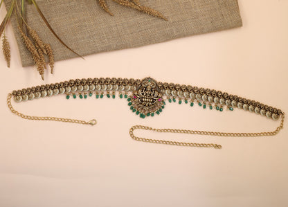 Premium Antique Waist Belt with Coin Links and Lakshmi Design