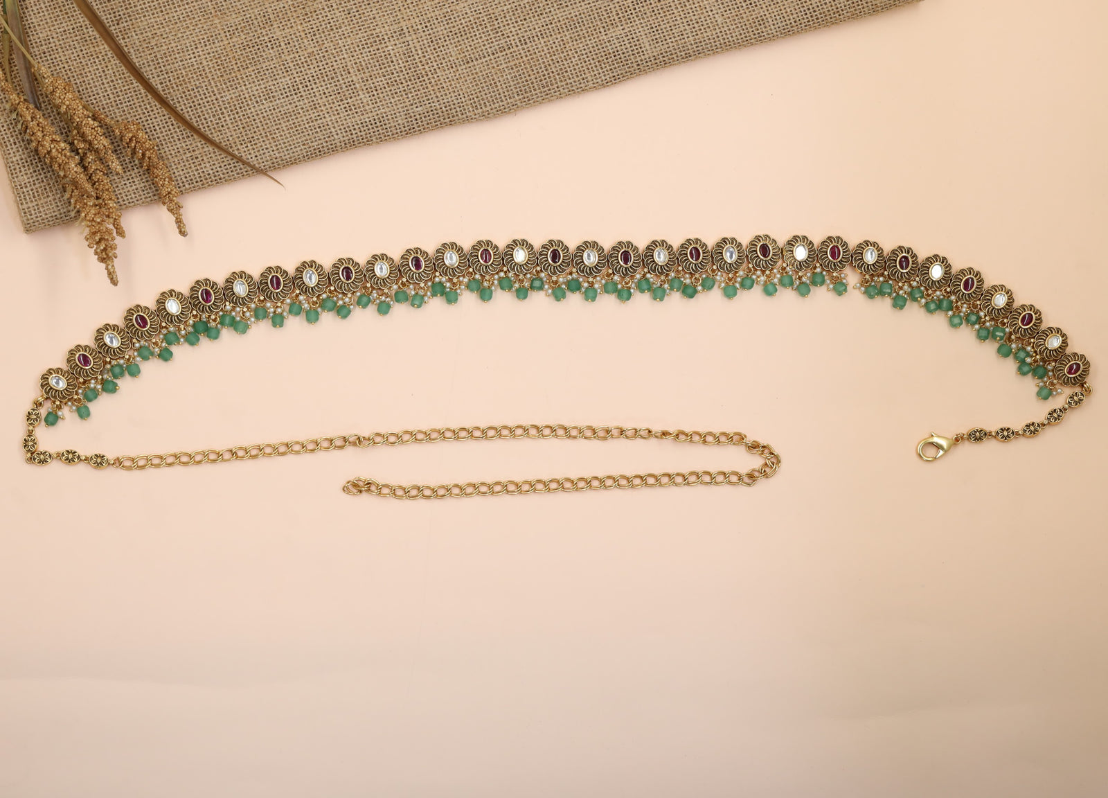 Heritage Antique Waist Belt Featuring Oval Floral Design