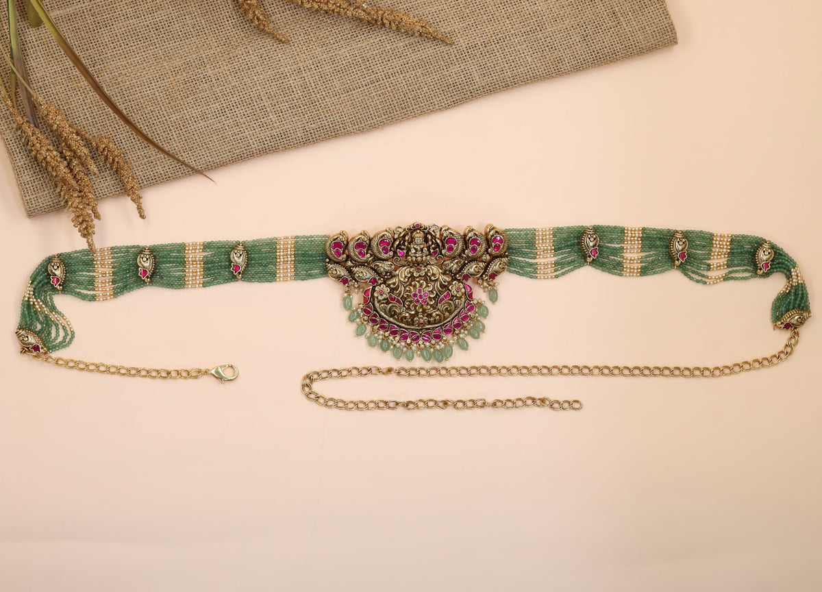 Antique Beads Waist Belt with Multi-Strand Beadwork