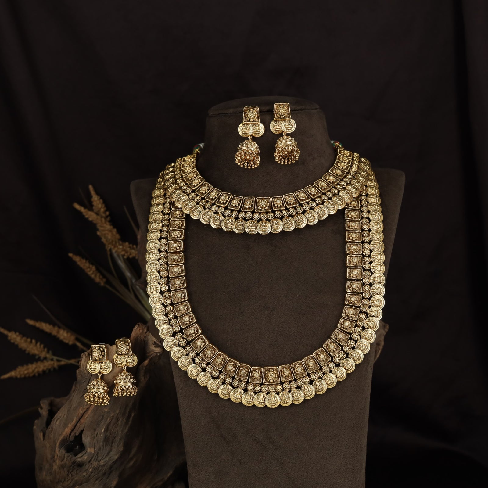 Handcrafted Square Link Antique Combo Set with Traditional Heritage Styling
