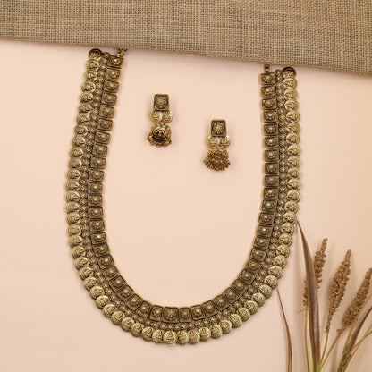 Square Link Coin Antique Long Haara Set