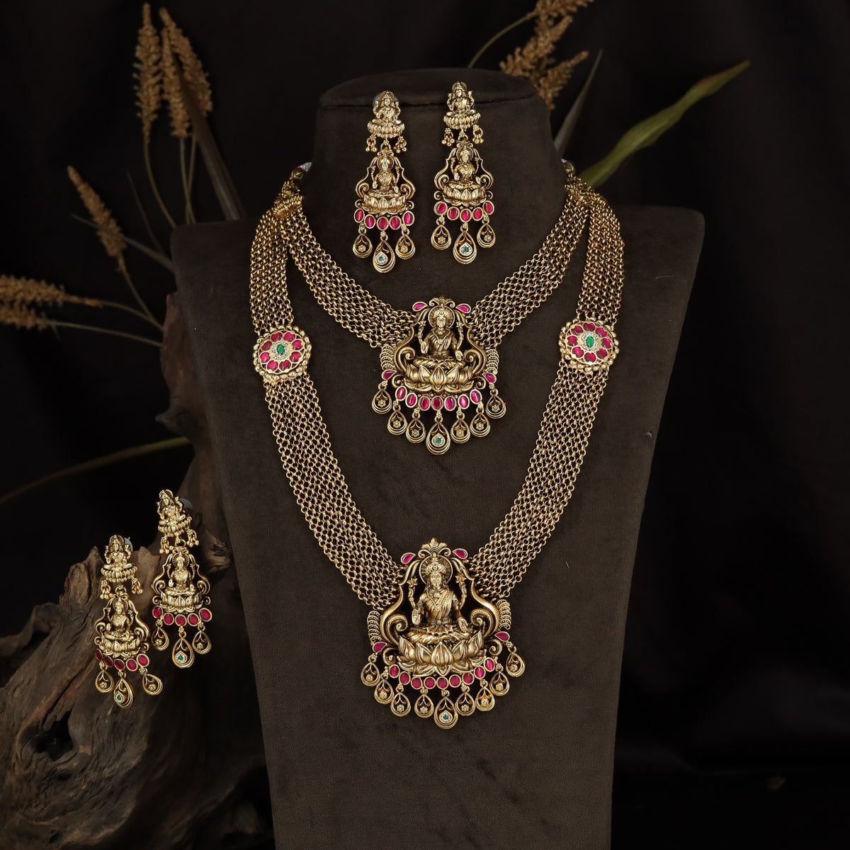 Lakshmi Antique Combo Set with Temple Craftsmanship