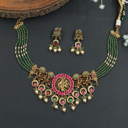 Antique Krishna Radhe Beads Necklace Set