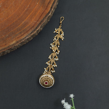 Traditional Antique Tikka with Ornate Circular Design