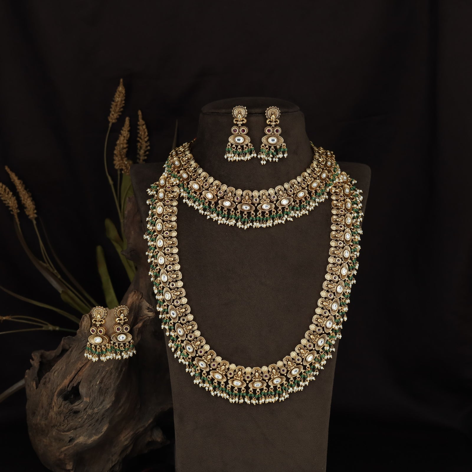 Antique Combo Set with Intricate Necklace and Long Haara