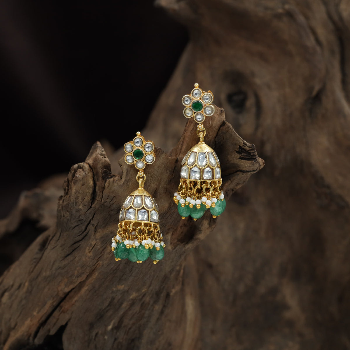 Classic Dome Jadau Jumka with Rosette Stud Design