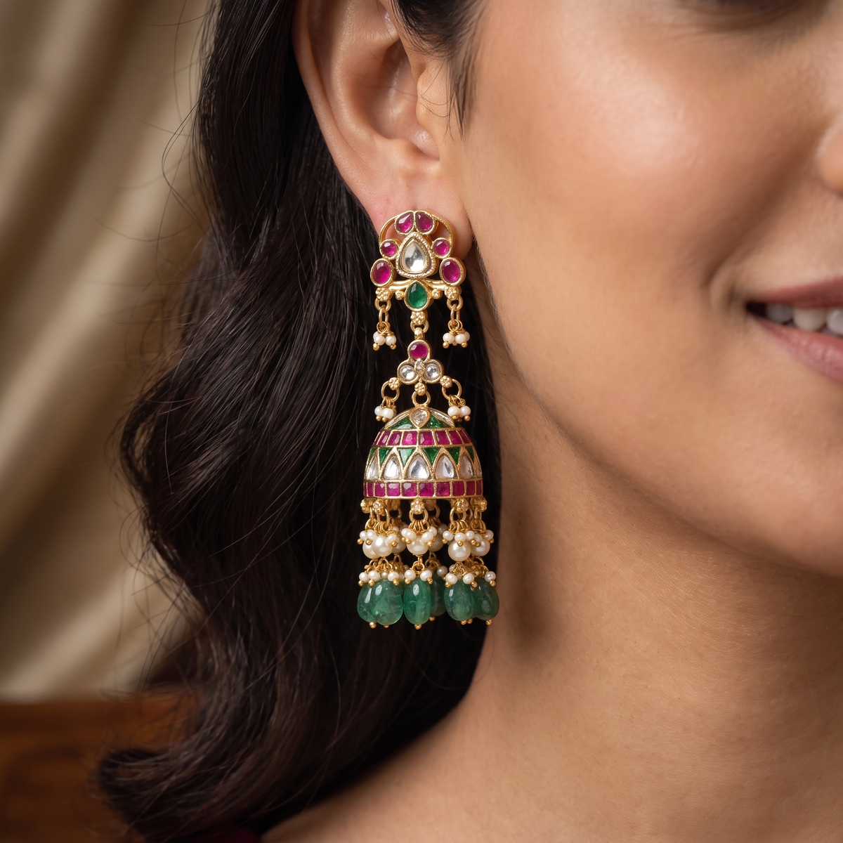 Designer Jadau Jumka with Ornamental Chandelier Styling