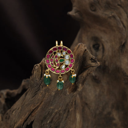 Peacock Jadau Jade Bille with Decorative Charms