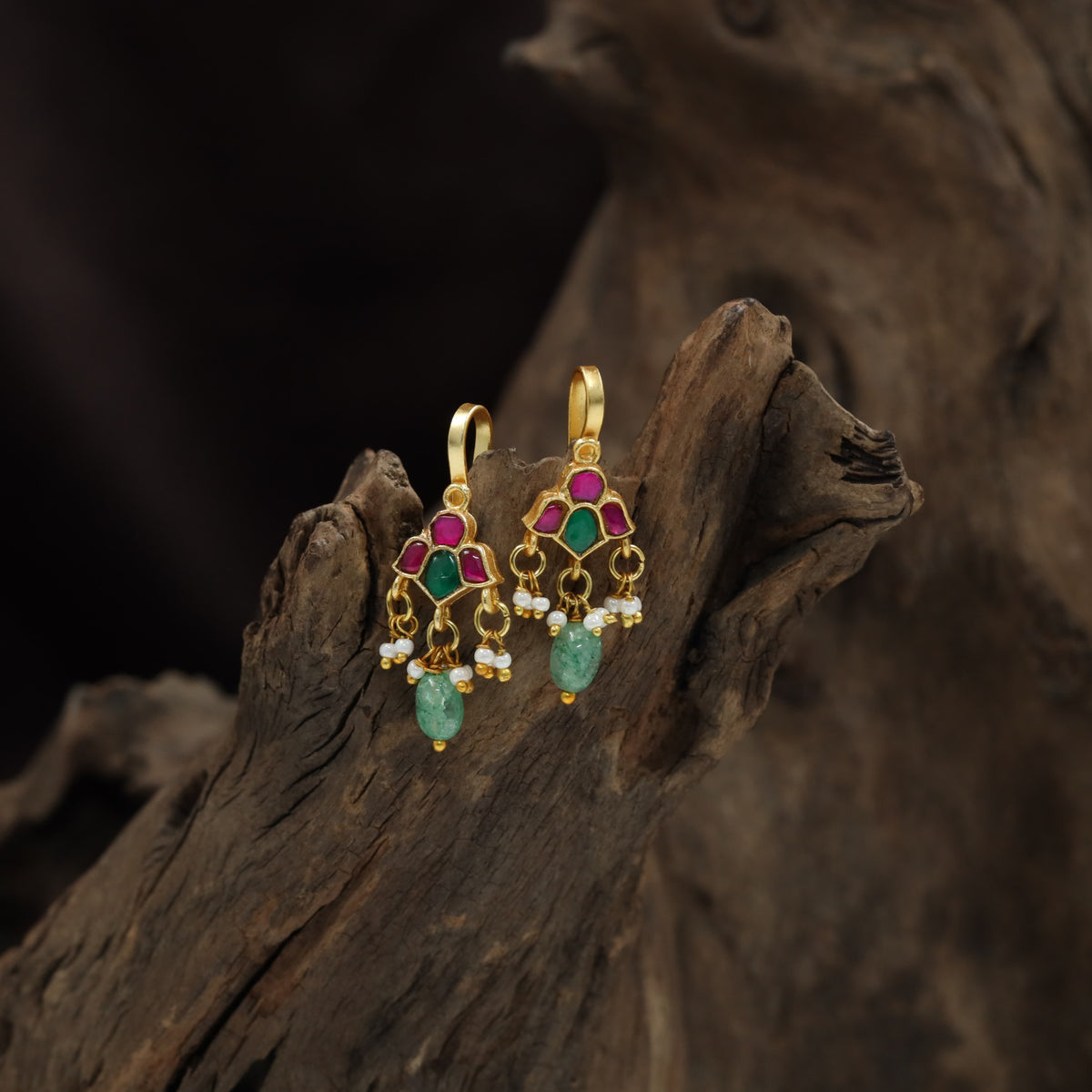 Petal Link Jadau Bugadi with Decorative Drop Design