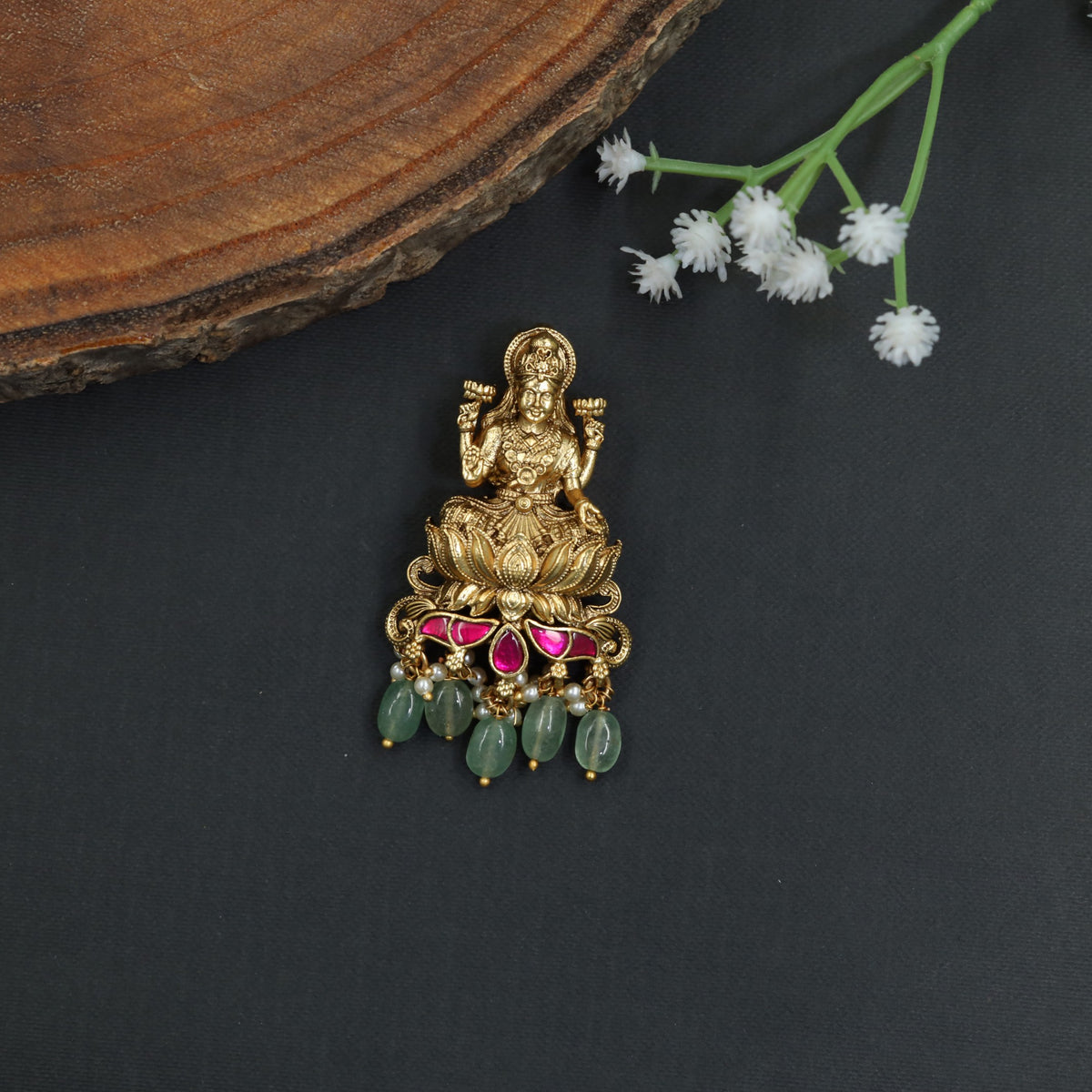 Heritage Antique Jade Bille with Lakshmi on Lotus