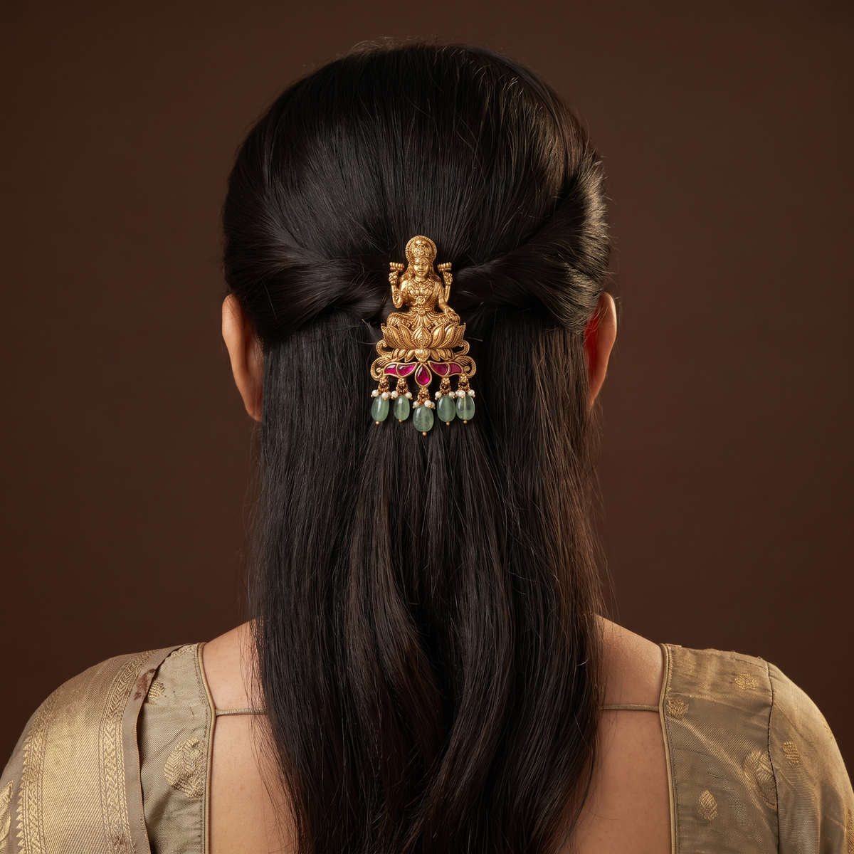 Heritage Antique Jade Bille with Lakshmi on Lotus