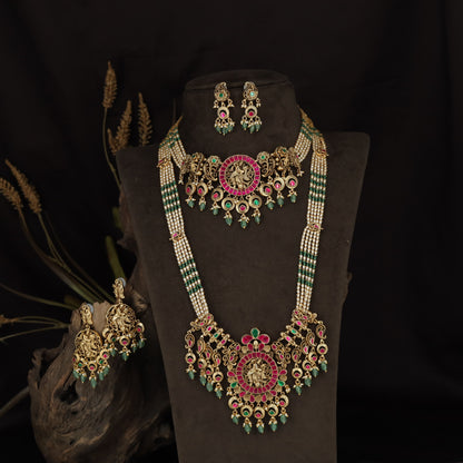 Krishna Radhe Antique Combo Set with Decorative Drops