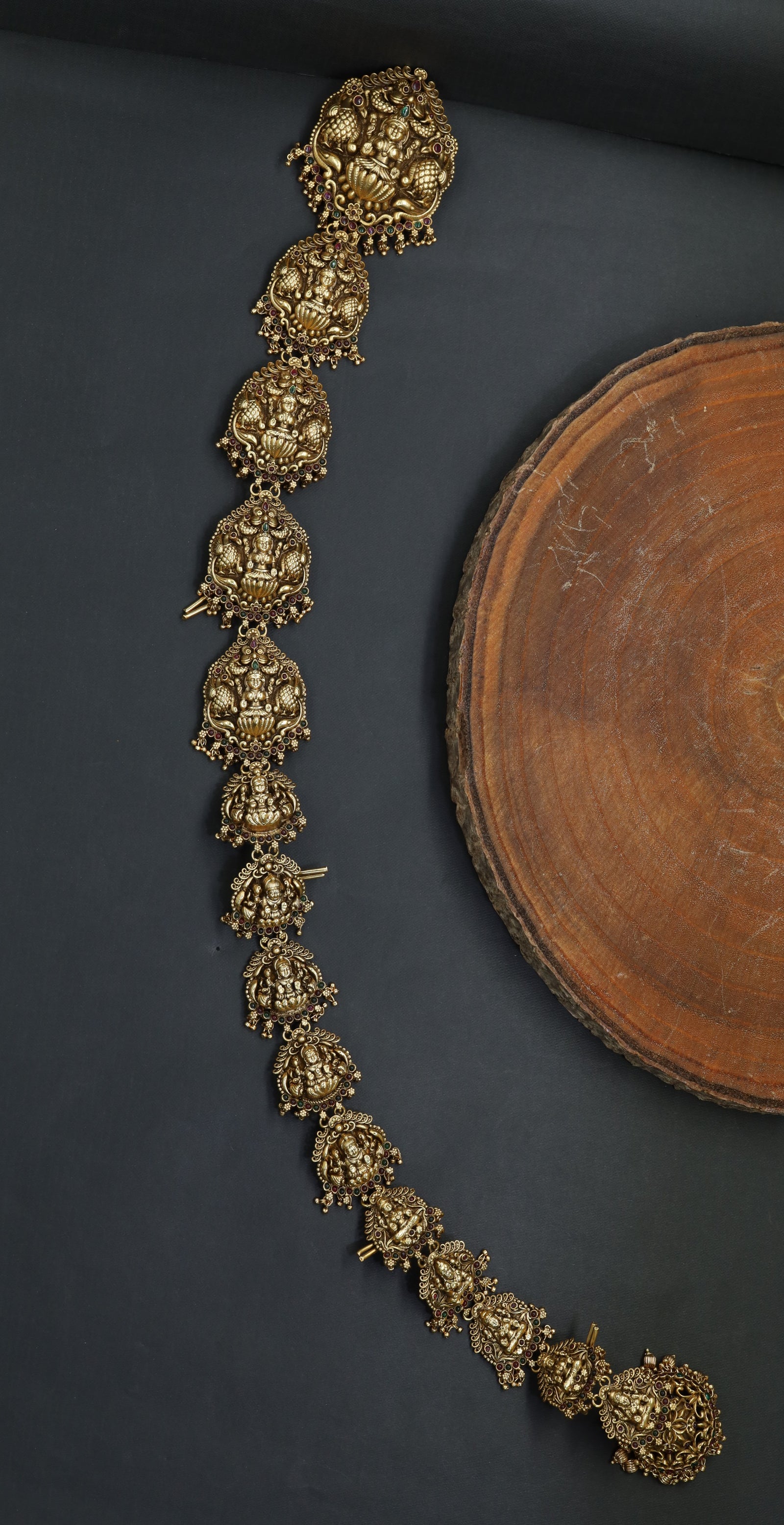 Heritage Antique Long Jade with Repeating Lakshmi Design