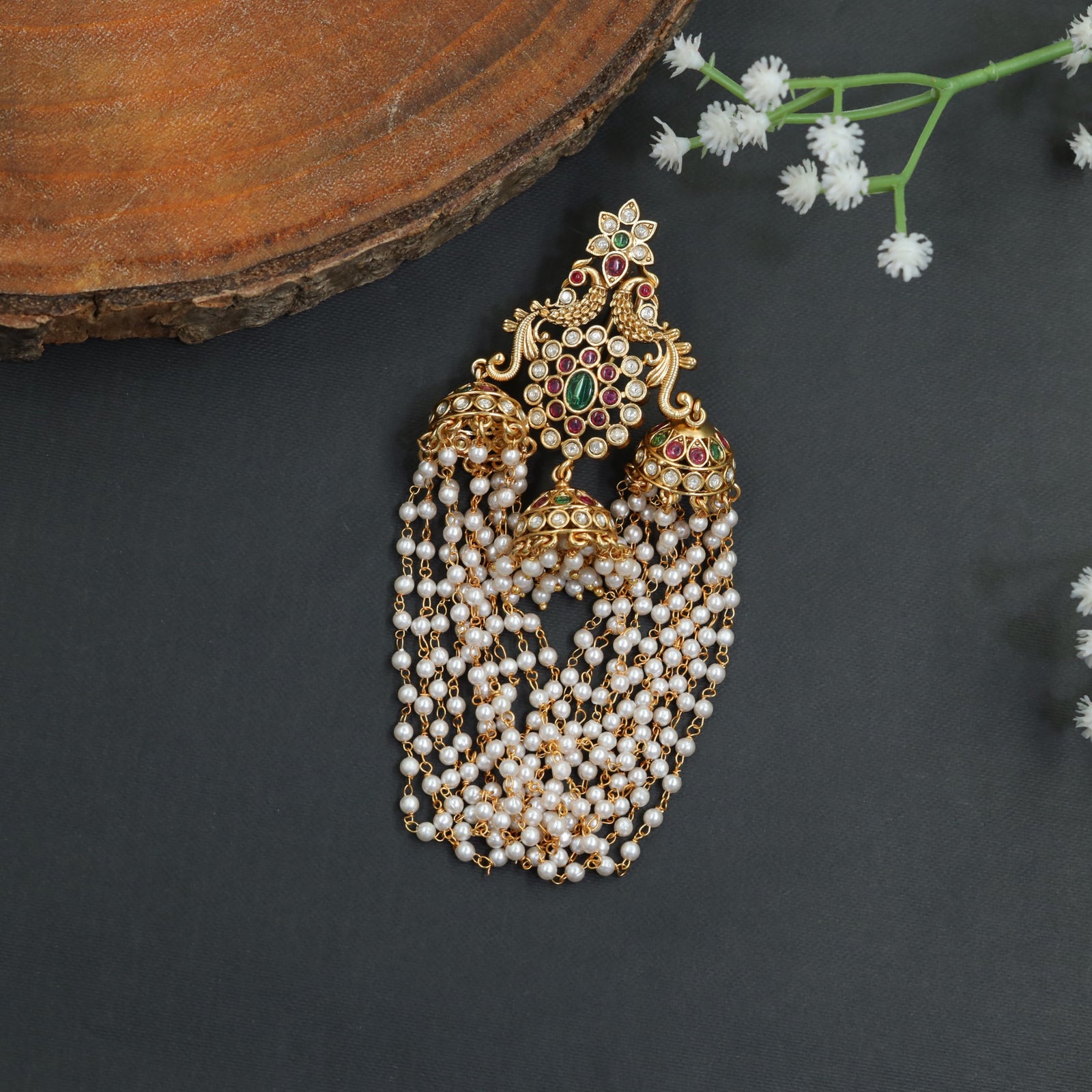 Dynasty Antique Jade Bille with Ornate Peacock Design
