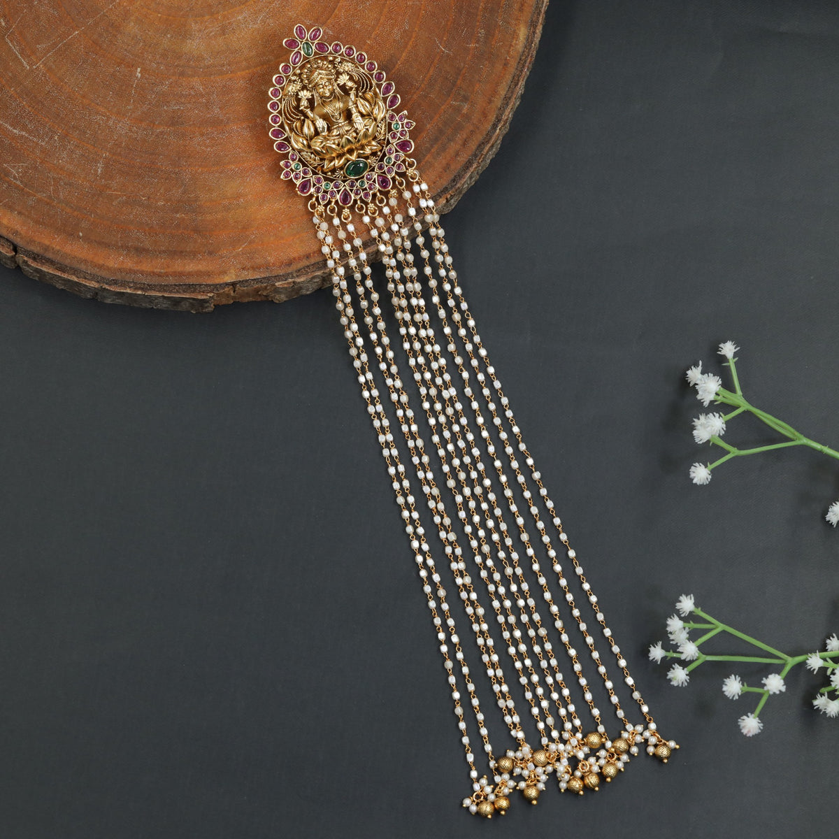 Legacy Antique Beads Long Jade with Lakshmi Design