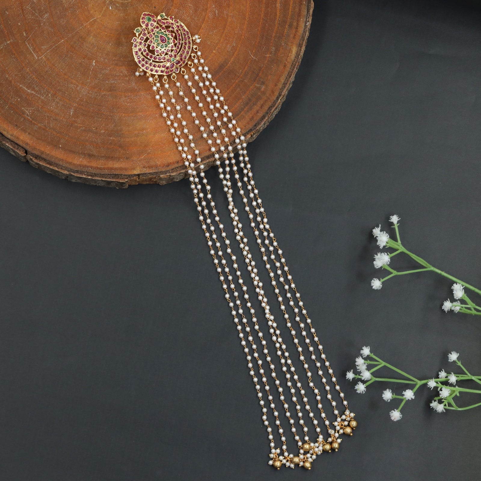 Heirloom Antique Beads Long Jade with Openwork Design