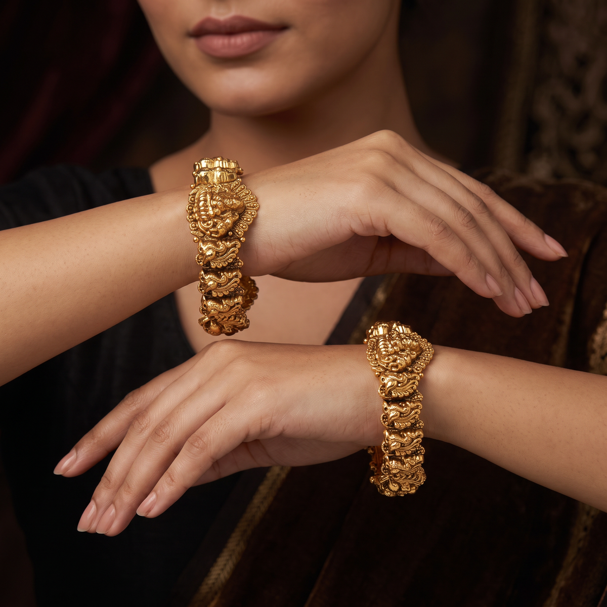 Lakshmi Elephant Peacock Bangles with Temple Craftsmanship