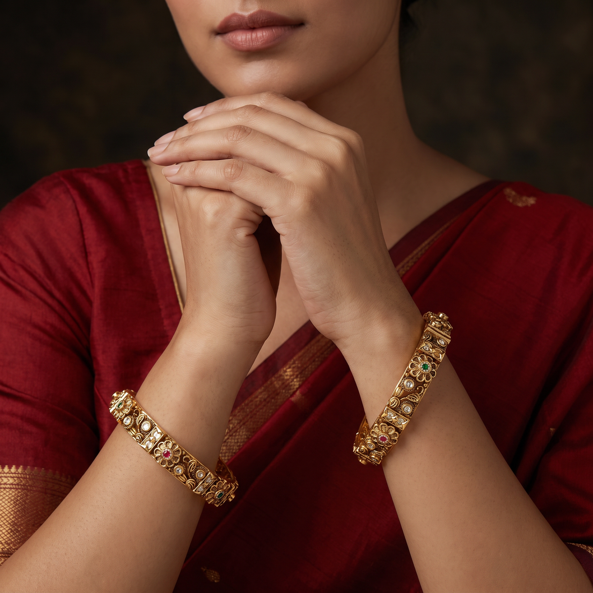Floral Antique Bangles with Fine Openwork