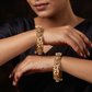 Pearl Fringe Antique Bangles with Floral Crest