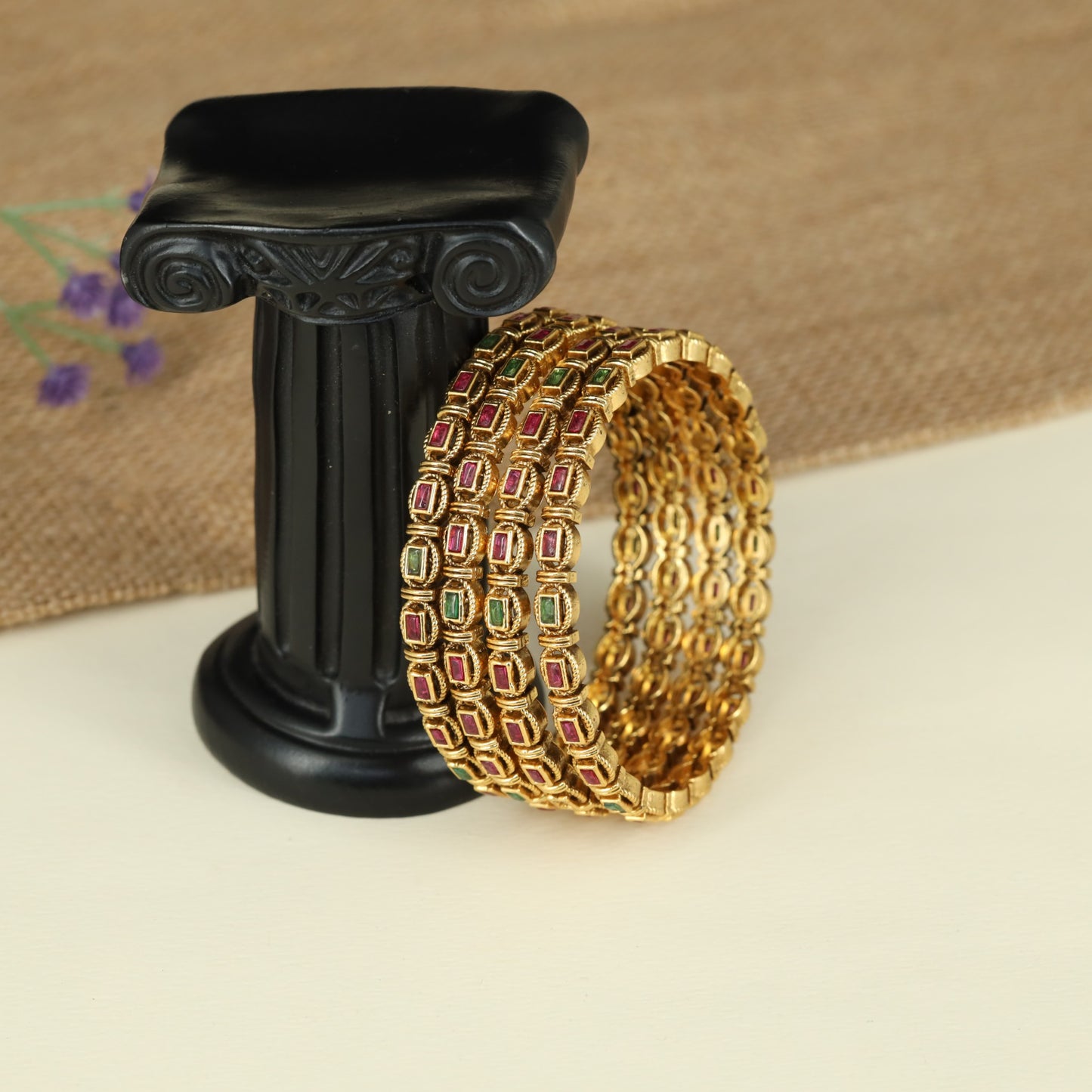 Heritage Antique Bangles with Classic Geometric Pattern Design
