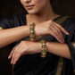 Floral Oval Antique Bangles with Textured Borders