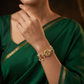 Ornamental Kundan Watch with Geometric Bracelet Details