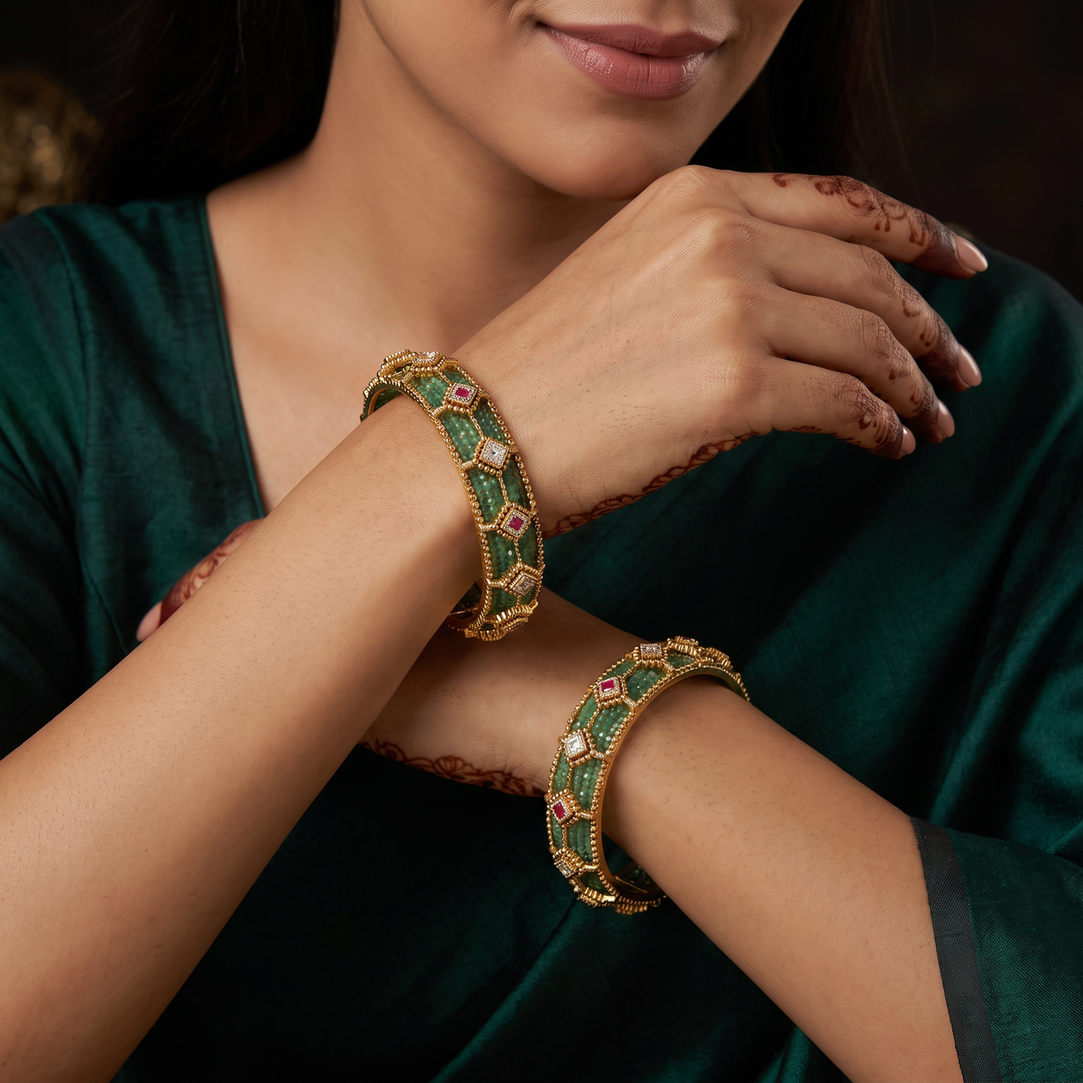 Antique Bangles with Diamond-Shaped Openwork Frames