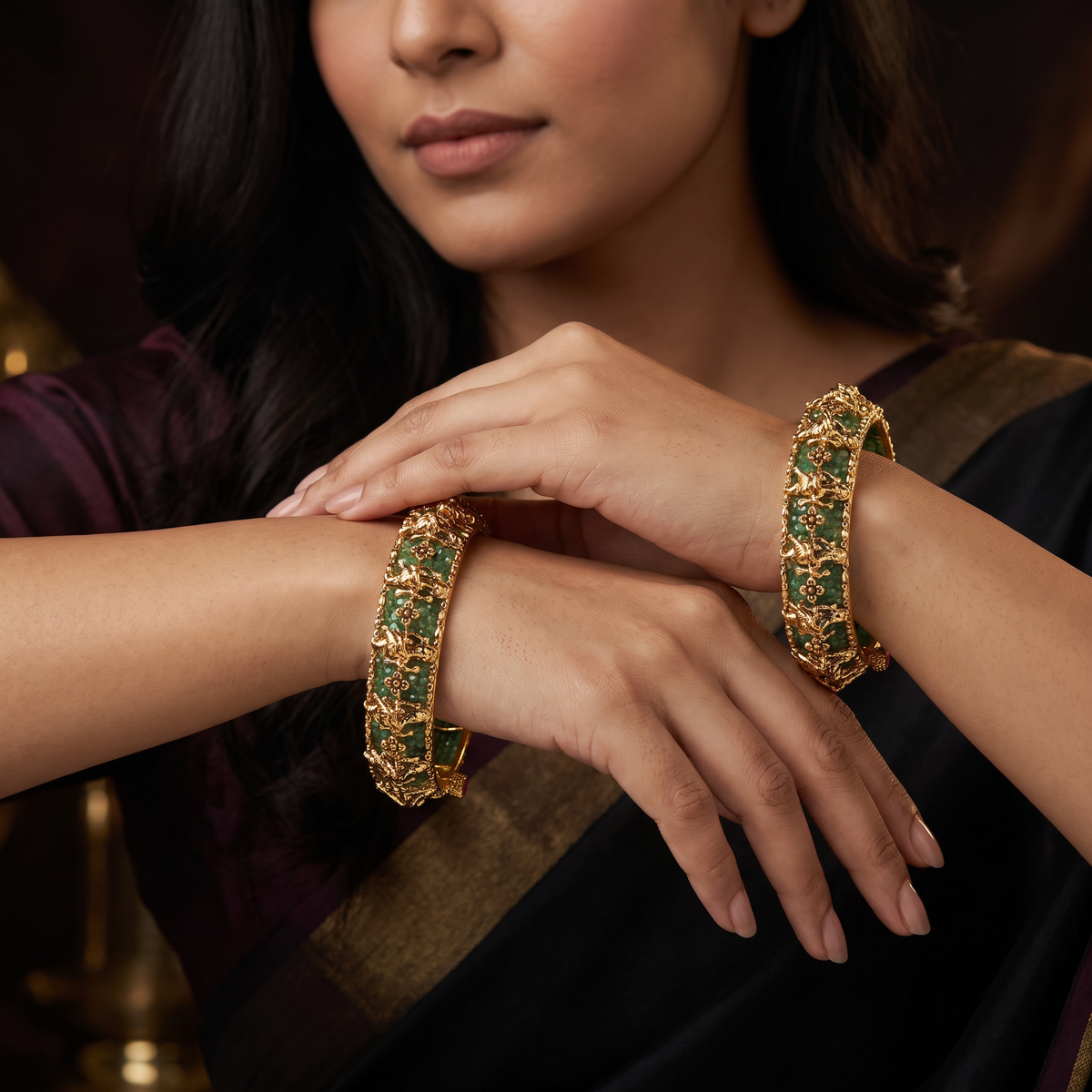 Temple Antique Bangles with Repeating Ganesha Reliefs