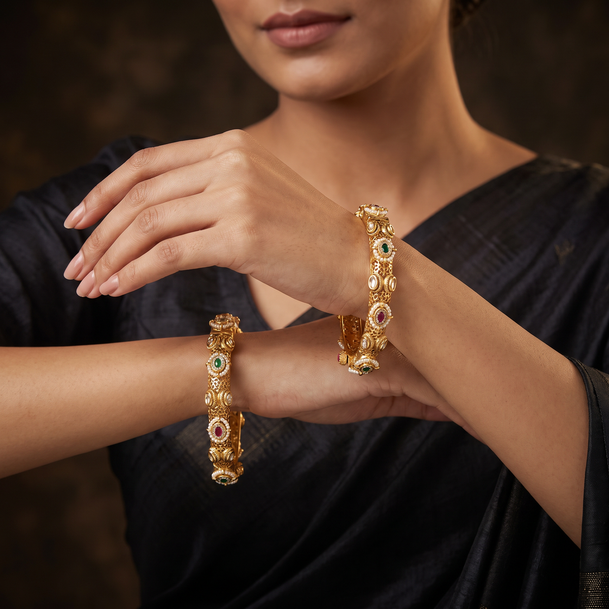 Heritage Antique Bangles with Ornamental Openwork